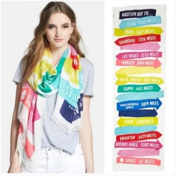 kate spade Accessories - NWOT kate spade Travel Distance Sign Scarf Holiday Vacation